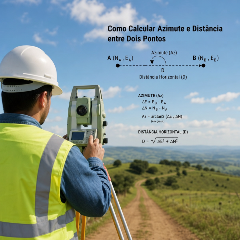 Como Calcular Azimute e Distância entre Dois Pontos